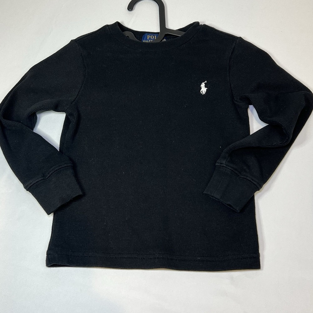 Polo Ralph Lauren Boys Size 3T Black Textured Shirt Long Sleeve Crew Neck